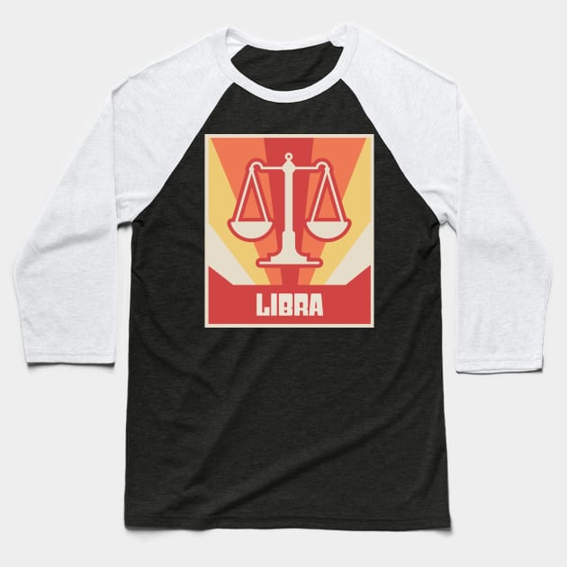 LIBRA - Retro Vintage Astrology Baseball T-Shirt by MeatMan